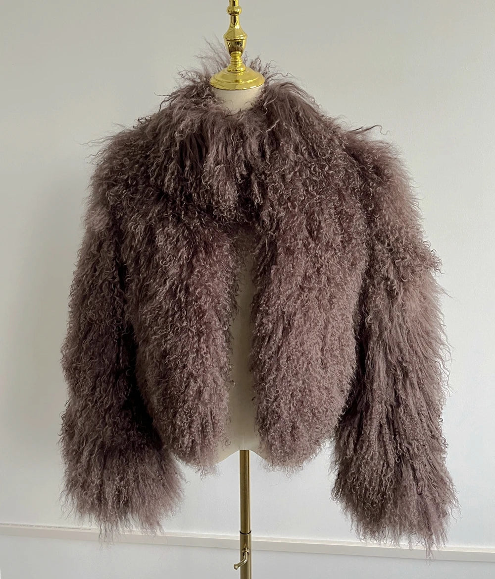 Mila Mongolian Lamb Fur Jacket – Edle Jacke aus echtem Mongolischem Lammfell