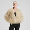 Mery - Luxuriöse Mongolische Lammfell Kurzjacke – Voluminöse Echtfell Damenjacke