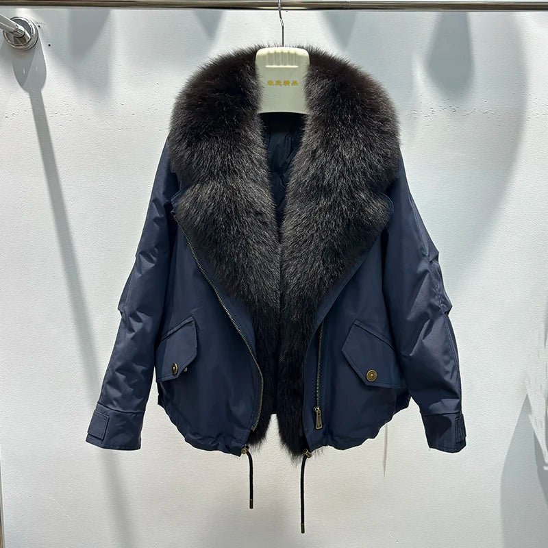 Celina Fox Fur Collar Jacket – Kurzjacke mit echtem Fuchspelzkragen