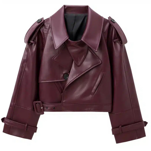 Bordeaux Luxe Vegan Leather Jacket