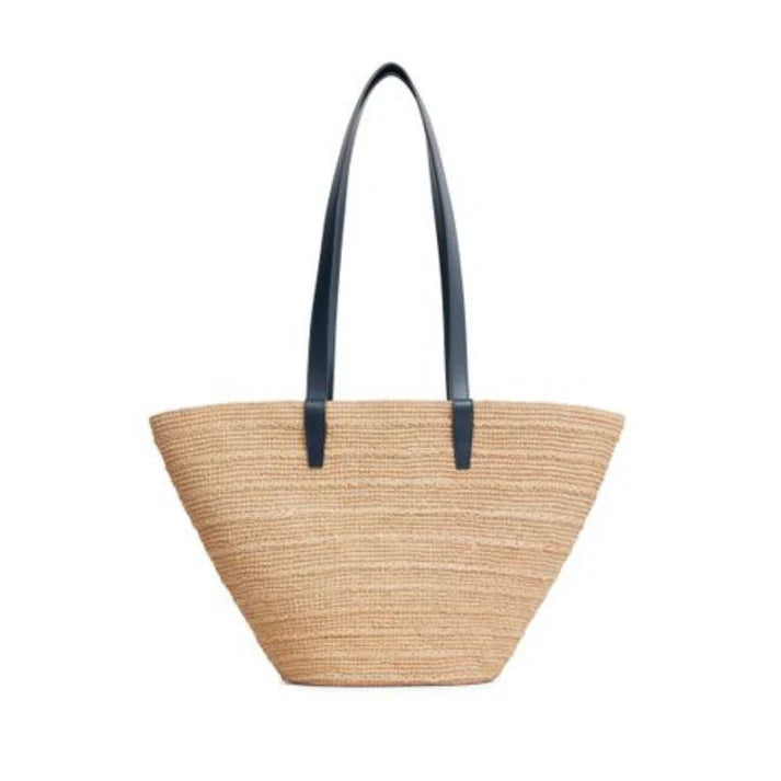 Solena Korbtasche – Sommer-Shopper in Schwarz oder Braun mit Kunstleder-Details