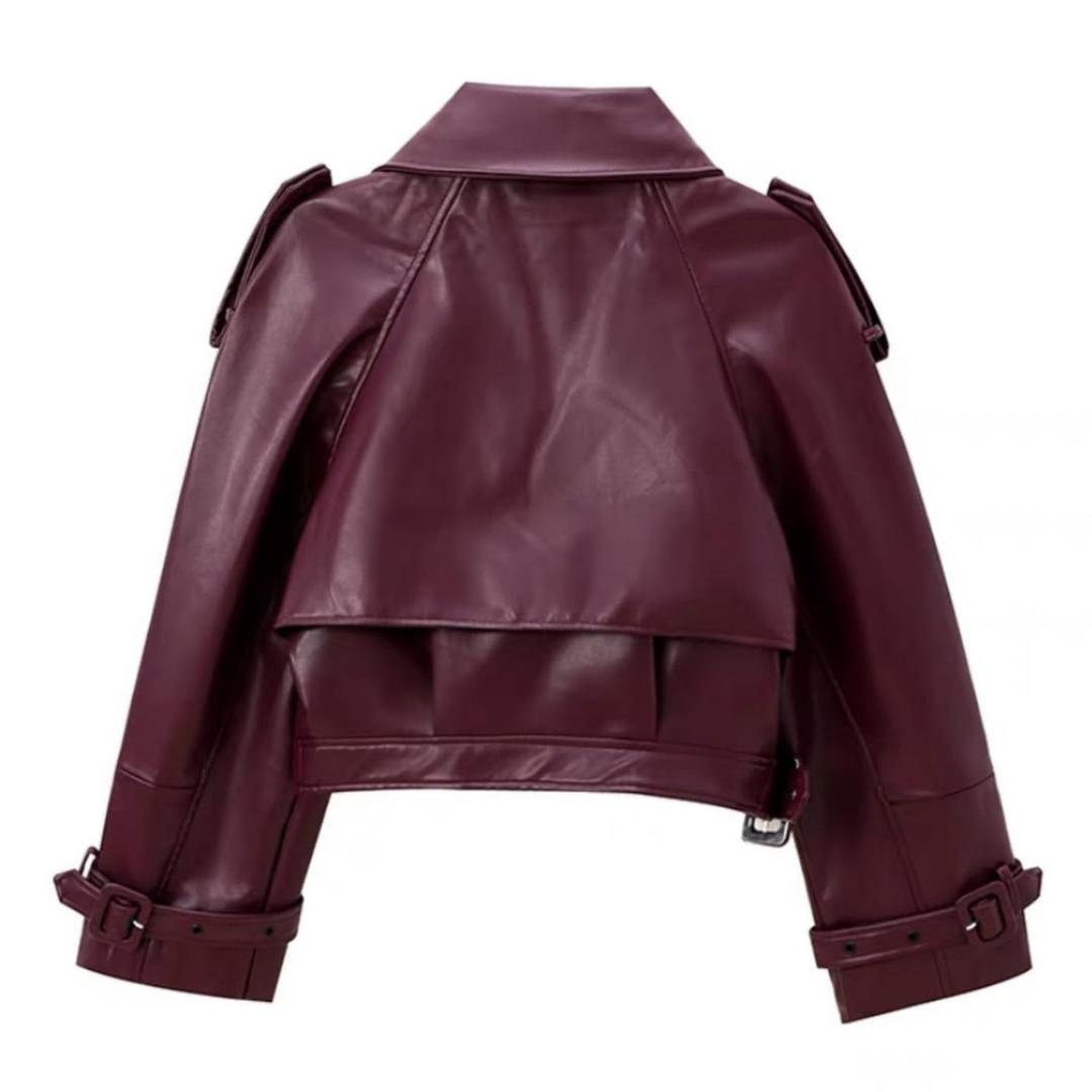 Bordeaux Luxe Vegan Leather Jacket