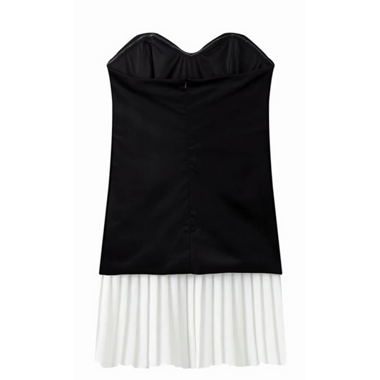 Monochrome Elegance Strapless Dress