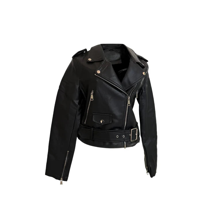 Urban Rebel Kunstlederjacke – Schwarze Bikerjacke im klassischen Look
