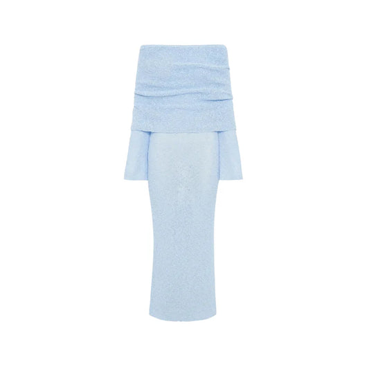 Silhouette Luxe Strickkleid – Figurbetontes Midikleid mit Struktur in Blau, Weiss oder Schwarz