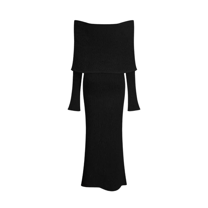 Silhouette Luxe Strickkleid – Figurbetontes Midikleid mit Struktur in Blau, Weiss oder Schwarz
