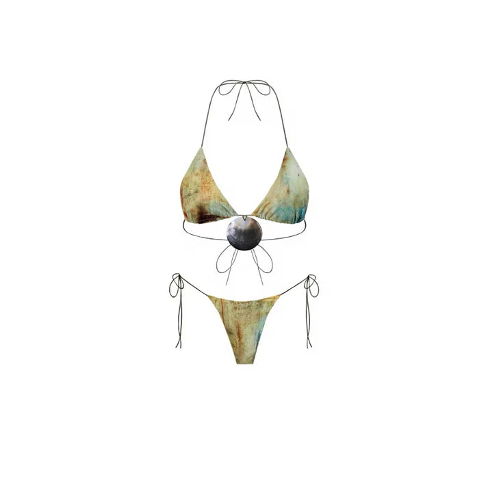 ArtTide Bikini-Set – 3-teilig mit Wickelrock im künstlerischen Natur-Print