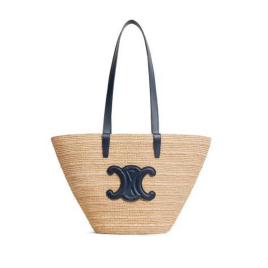 Solena Korbtasche – Sommer-Shopper in Schwarz oder Braun mit Kunstleder-Details