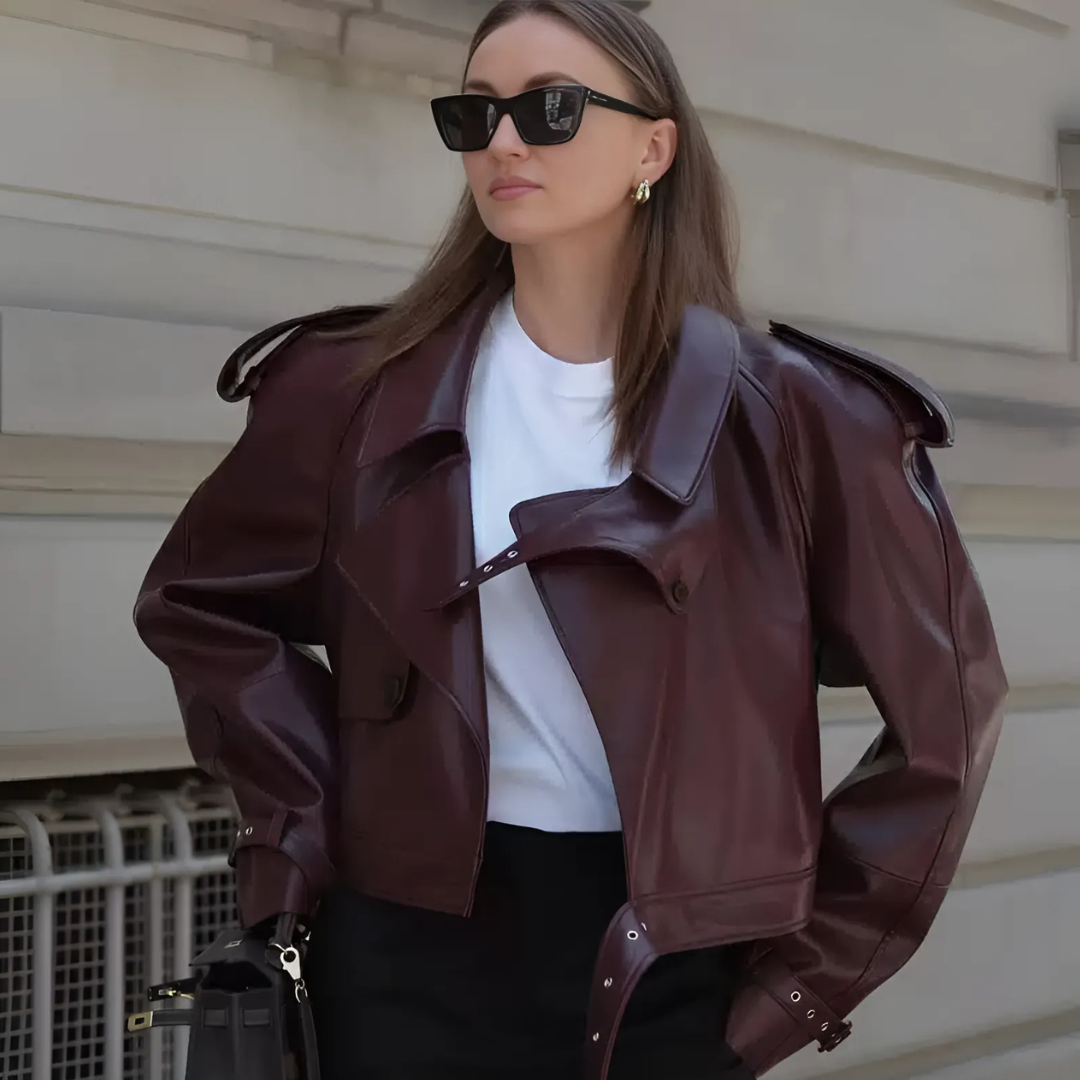 Bordeaux Luxe Vegan Leather Jacket