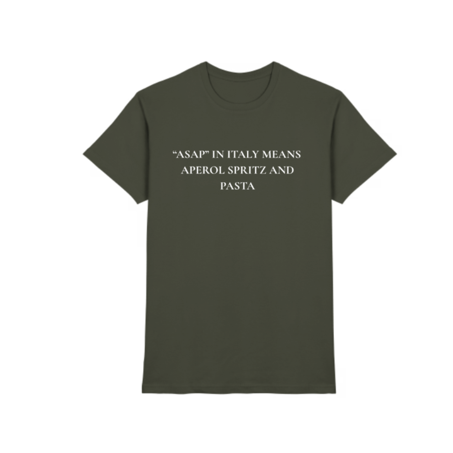 "ASAP" in Italy means Aperol Spritz and Pasta. T-Shirt (Herrenmodell)