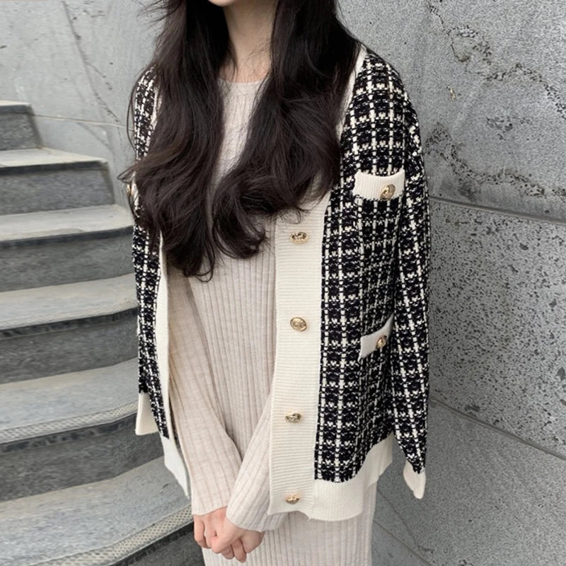 Elise Tweed Knit Jacket – Elegante Strickjacke im Tweed-Look