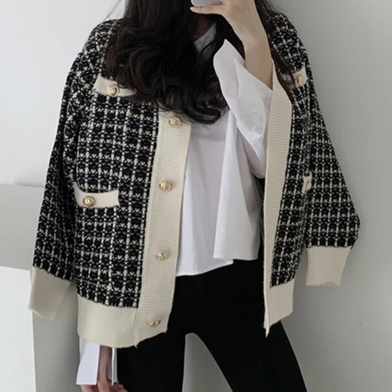Elise Tweed Knit Jacket – Elegante Strickjacke im Tweed-Look