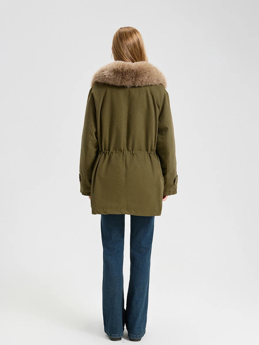 Arctic Luxe Parka – Winterparka mit abnehmbarem Fellkragen und Kaschmirfutter