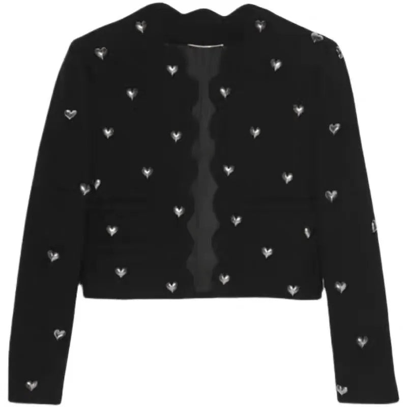 Amelie Heart Jacket – Elegante Kurzjacke mit Herz-Applikationen