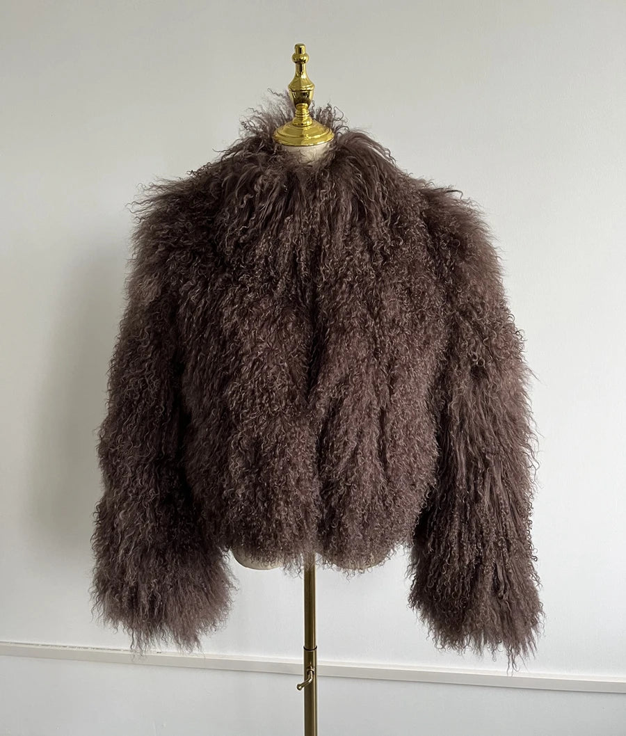 Mila Mongolian Lamb Fur Jacket – Edle Jacke aus echtem Mongolischem Lammfell