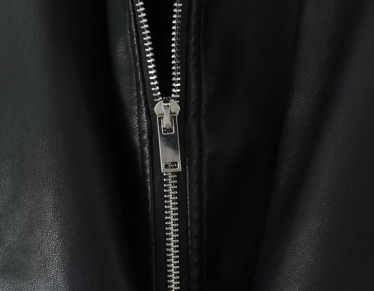 Aria PU Jacket – Elegante Damenjacke aus Kunstleder mit Volumenkragen