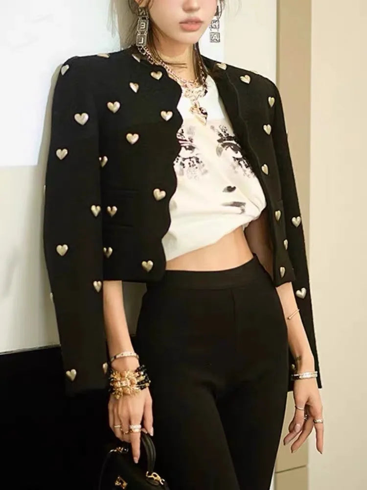 Amelie Heart Jacket – Elegante Kurzjacke mit Herz-Applikationen