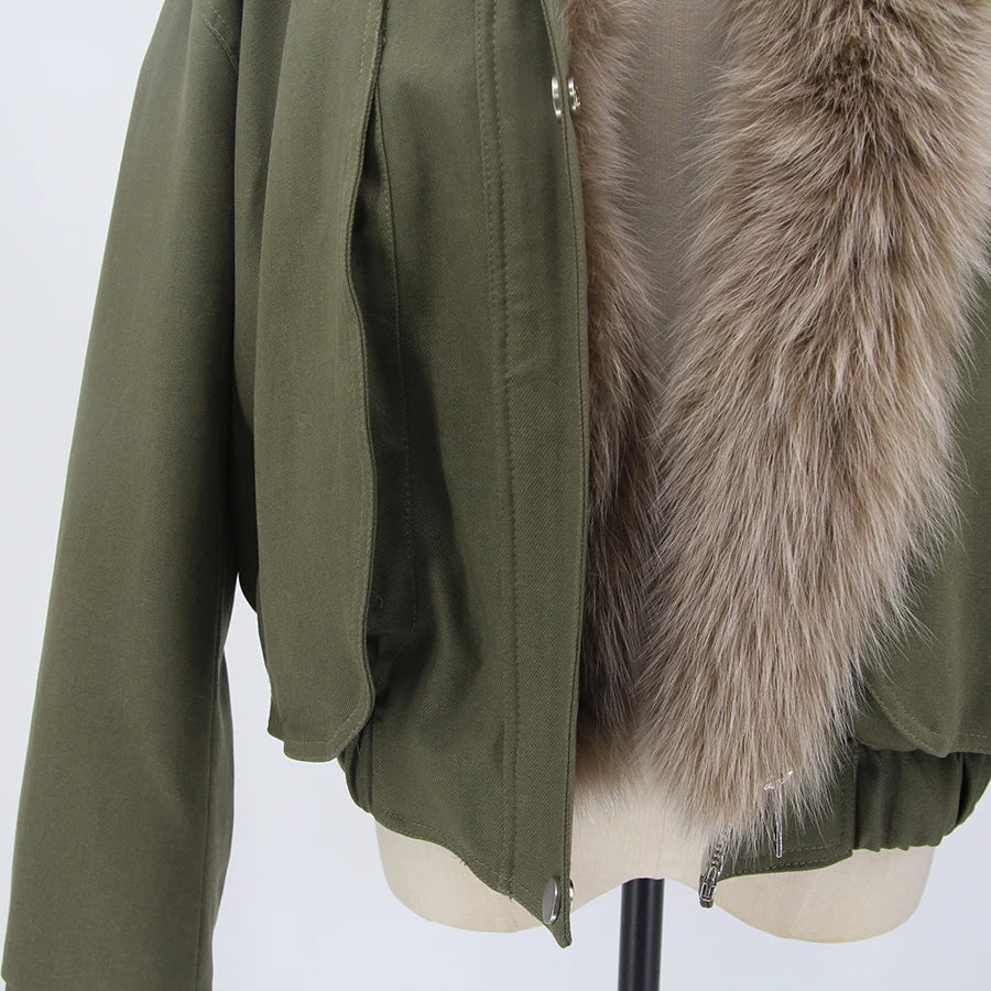Alina Fur Collar Cotton Jacket – Winterjacke mit abnehmbarem Fellkragen