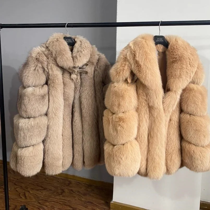 Aria Premium Fur Coat – Echtpelzmantel aus Nerz- und Silberfuchsoptik