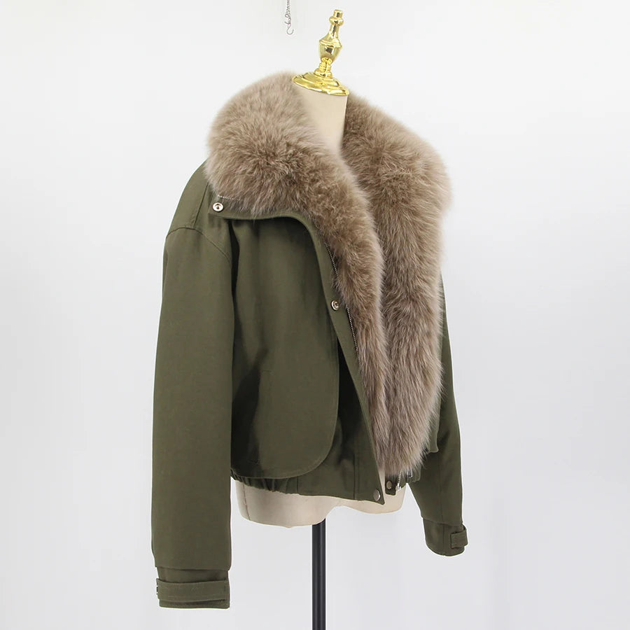 Alina Fur Collar Cotton Jacket – Winterjacke mit abnehmbarem Fellkragen