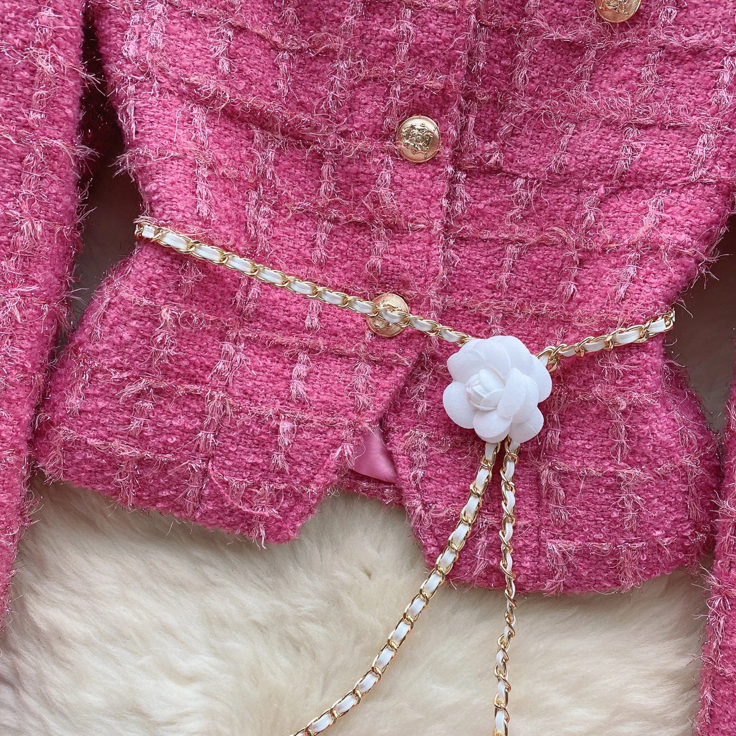 Ariana Tweed Set – Elegantes Zweiteiler Outfit aus Jacke und Rock in Wolloptik