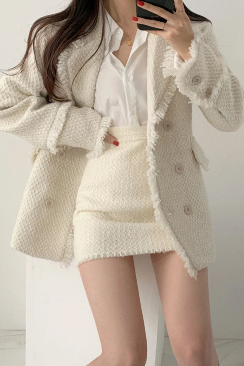 Clara Tweed Set – Elegantes Damen Zweiteiler Outfit aus Blazer und Rock