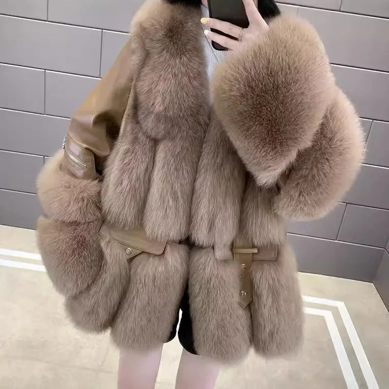 Aurelia Luxury Fur Jacket – Echtlederjacke mit echtem Fuchsbesatz