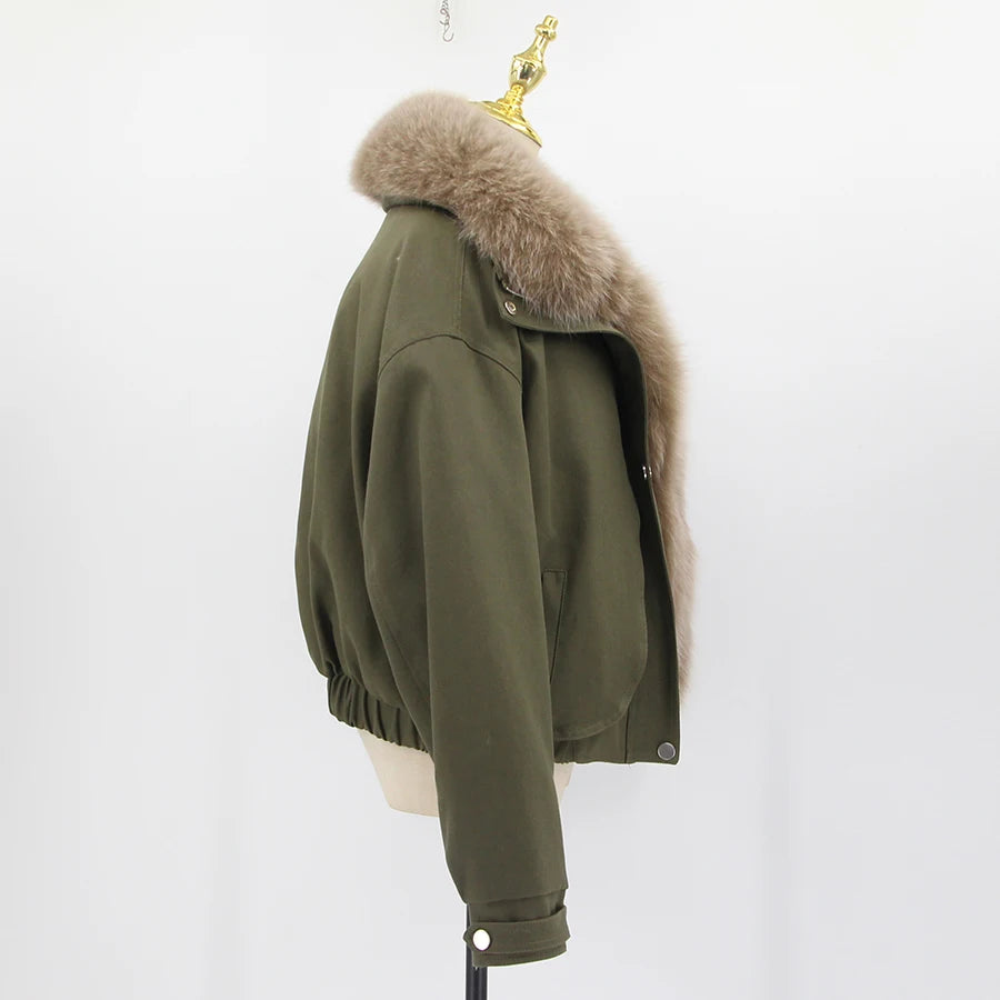 Alina Fur Collar Cotton Jacket – Winterjacke mit abnehmbarem Fellkragen