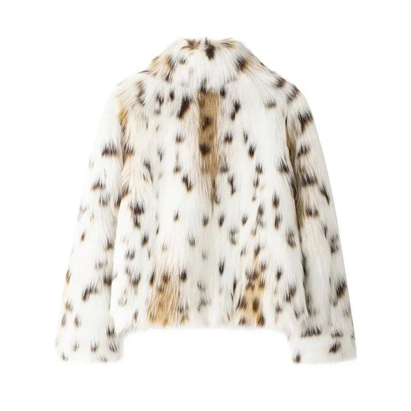 Aria Faux Fur Jacket – Kurz geschnittene Damen Kunstfelljacke im Animal Look