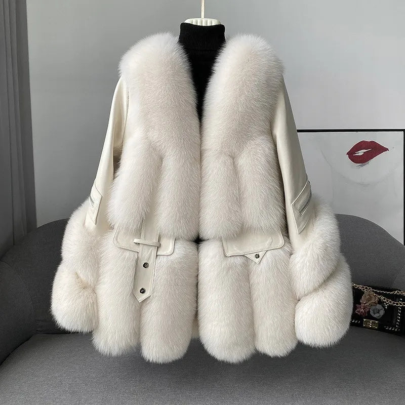 Aurelia Luxury Fur Jacket – Echtlederjacke mit echtem Fuchsbesatz