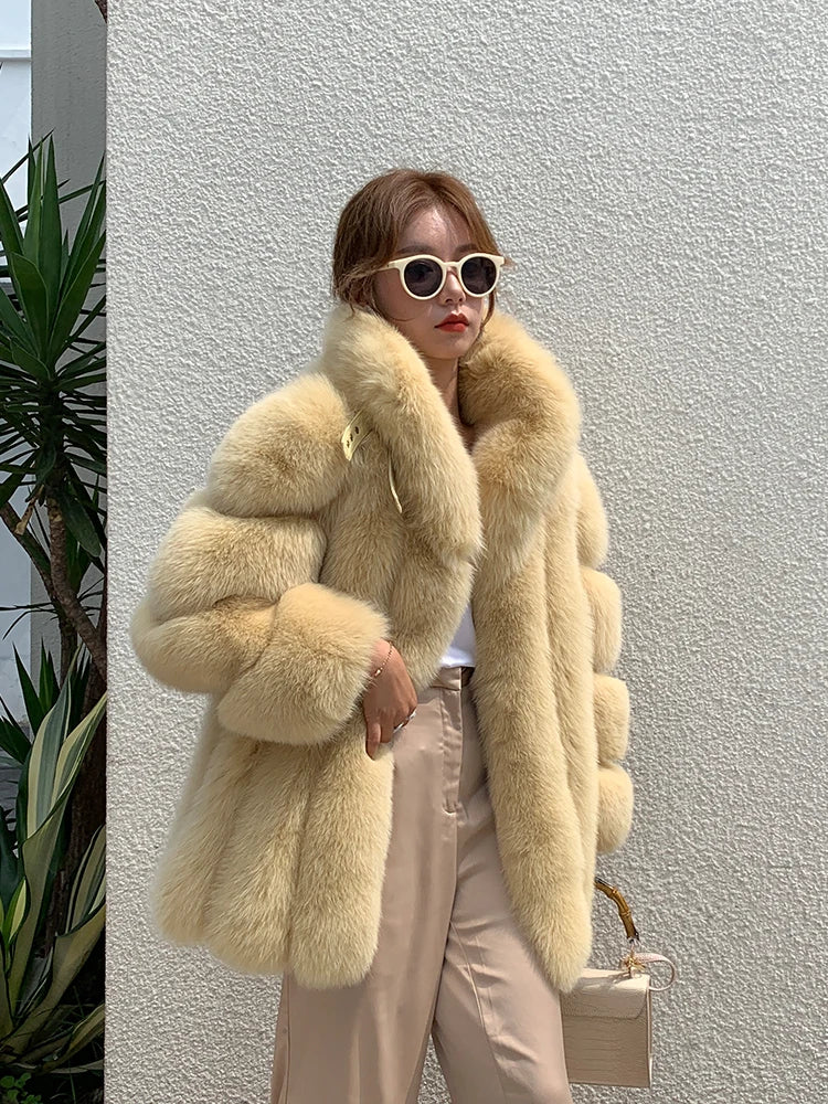 Aria Premium Fur Coat – Echtpelzmantel aus Nerz- und Silberfuchsoptik