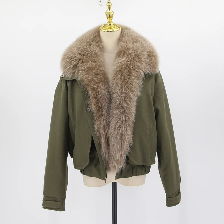 Alina Fur Collar Cotton Jacket – Winterjacke mit abnehmbarem Fellkragen