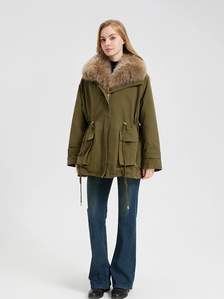 Arctic Luxe Parka – Winterparka mit abnehmbarem Fellkragen und Kaschmirfutter