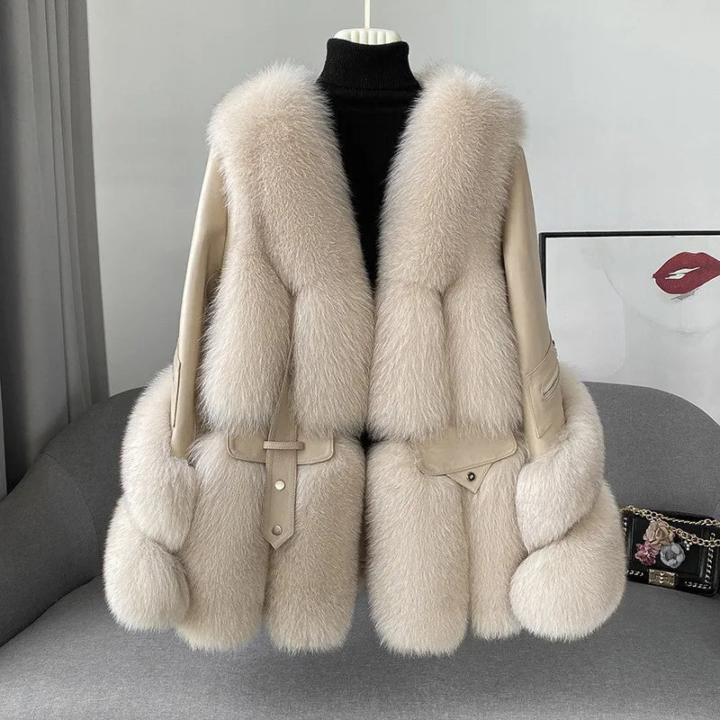 Aurelia Luxury Fur Jacket – Echtlederjacke mit echtem Fuchsbesatz