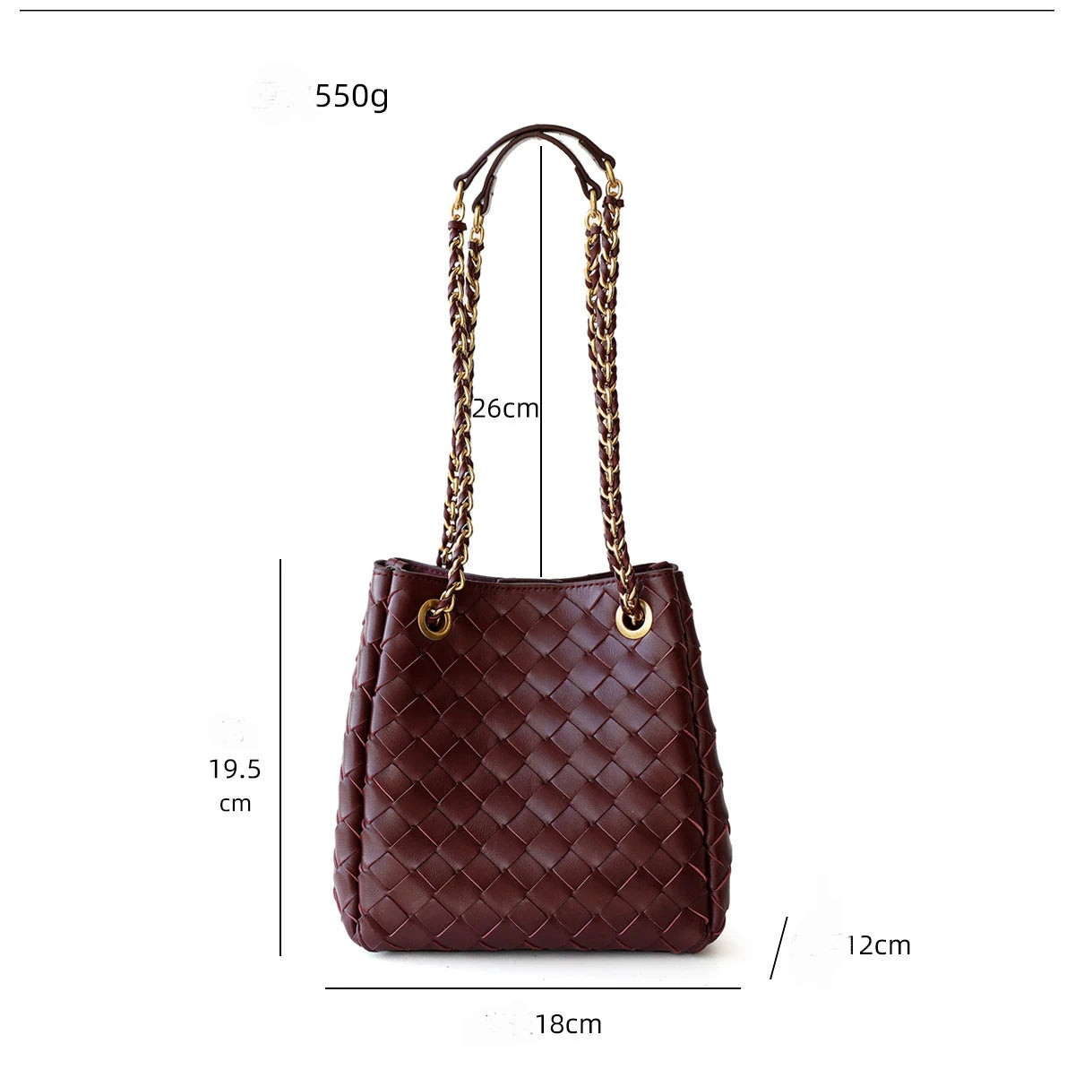 Mira Leather Bucket Bag – Echtleder Beuteltasche mit Kettenriemen