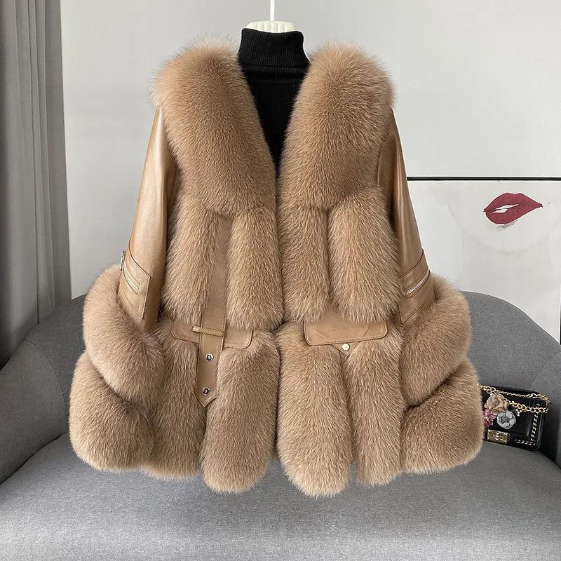 Aurelia Luxury Fur Jacket – Echtlederjacke mit echtem Fuchsbesatz