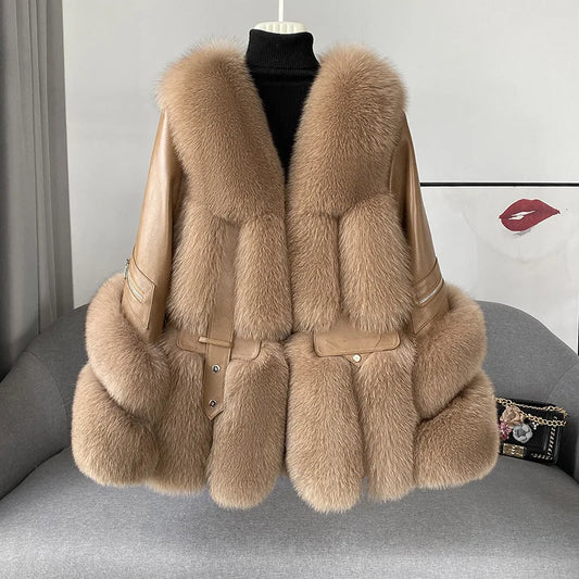 Aurelia Luxury Fur Jacket – Echtlederjacke mit echtem Fuchsbesatz