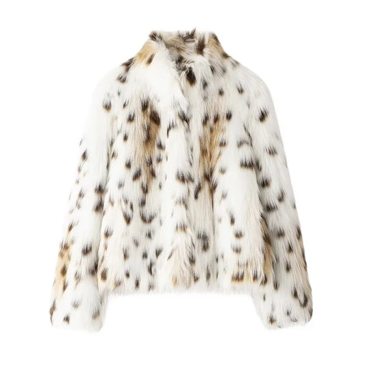 Aria Faux Fur Jacket – Kurz geschnittene Damen Kunstfelljacke im Animal Look