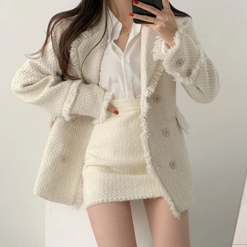 Clara Tweed Set – Elegantes Damen Zweiteiler Outfit aus Blazer und Rock