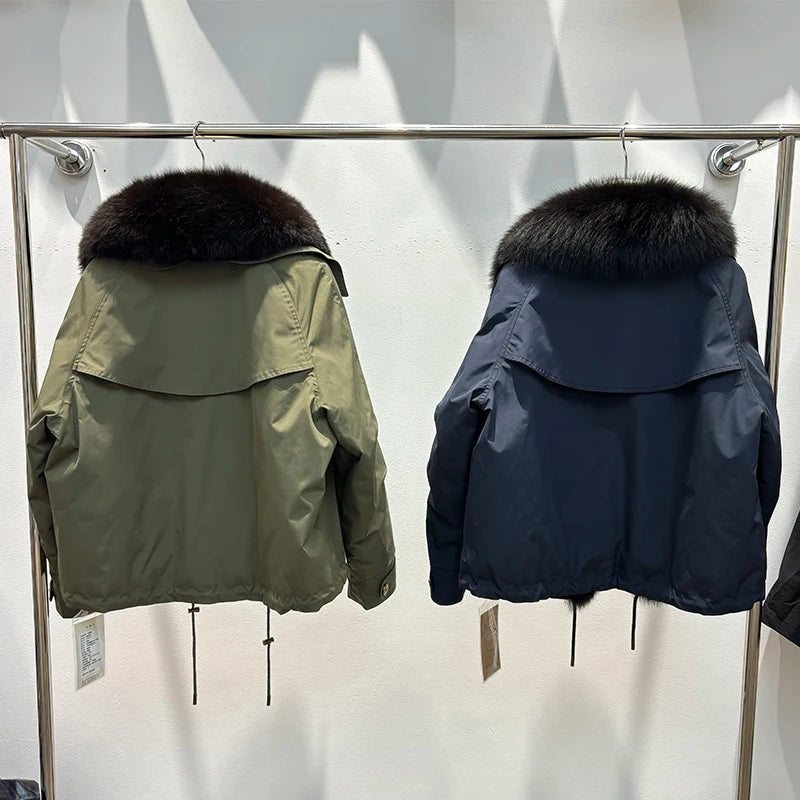 Celina Fox Fur Collar Jacket – Kurzjacke mit echtem Fuchspelzkragen