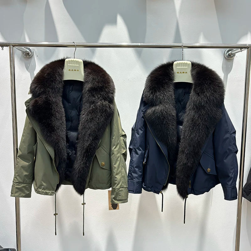 Celina Fox Fur Collar Jacket – Kurzjacke mit echtem Fuchspelzkragen