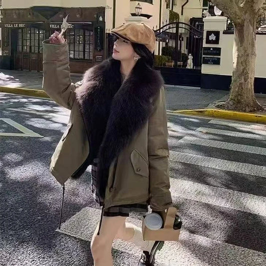 Celina Fox Fur Collar Jacket – Kurzjacke mit echtem Fuchspelzkragen