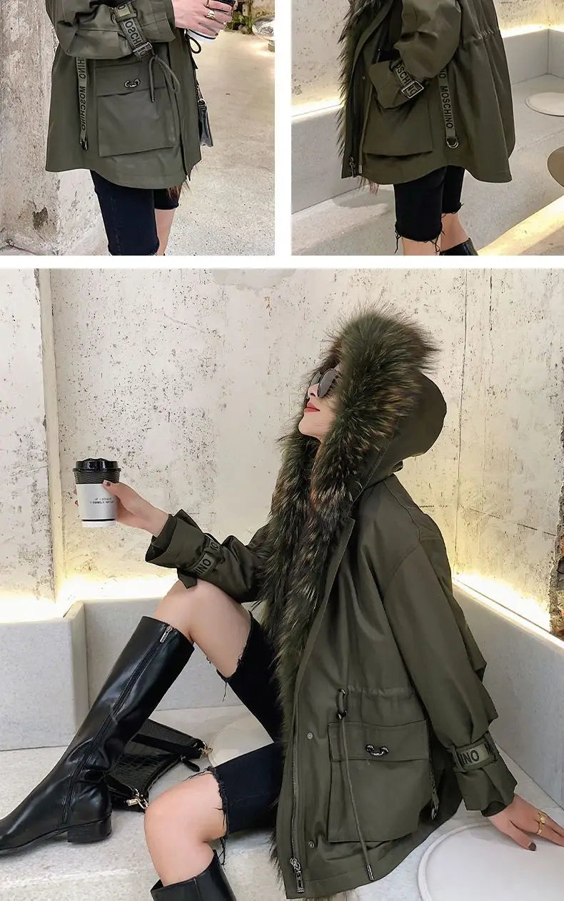 Noelle Rabbit Fur Parka – Luxusparka mit Echtfellbesatz