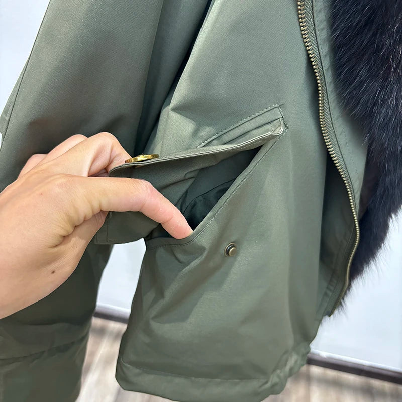 Celina Fox Fur Collar Jacket – Kurzjacke mit echtem Fuchspelzkragen