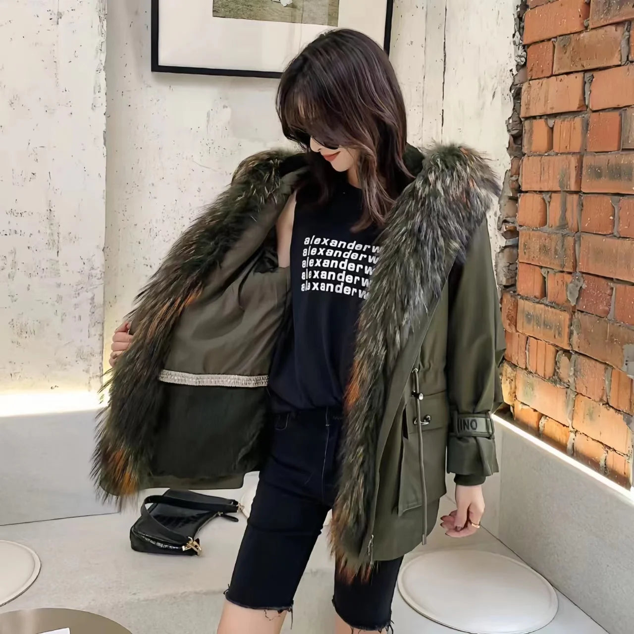 Noelle Rabbit Fur Parka – Luxusparka mit Echtfellbesatz