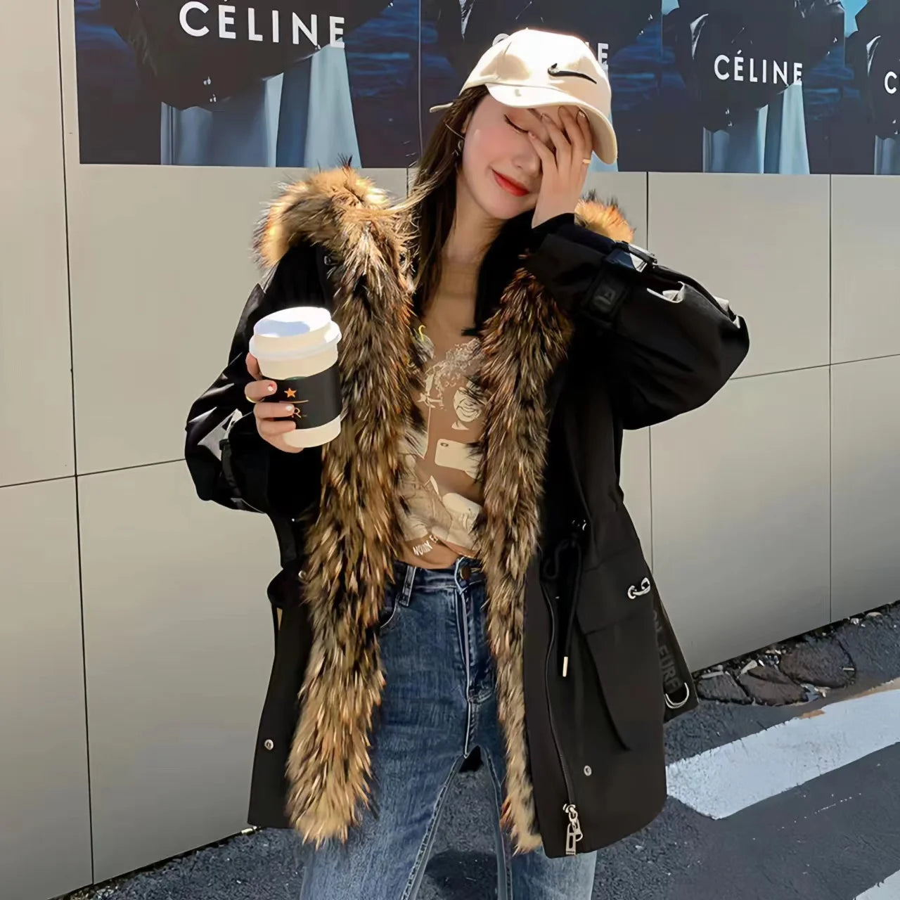 Noelle Rabbit Fur Parka – Luxusparka mit Echtfellbesatz