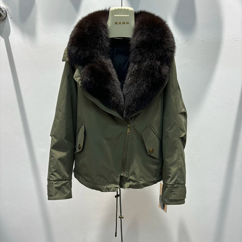 Celina Fox Fur Collar Jacket – Kurzjacke mit echtem Fuchspelzkragen