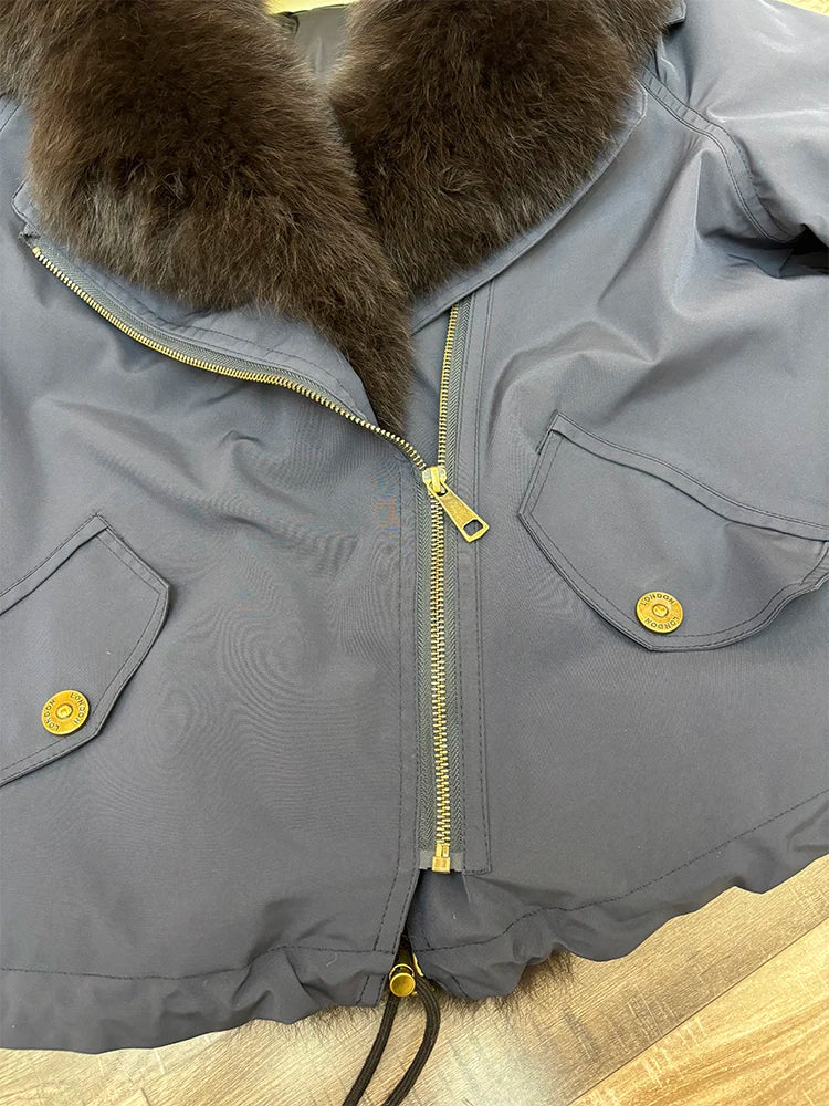 Celina Fox Fur Collar Jacket – Kurzjacke mit echtem Fuchspelzkragen