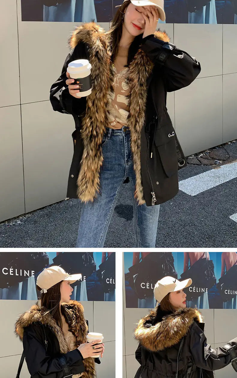 Noelle Rabbit Fur Parka – Luxusparka mit Echtfellbesatz