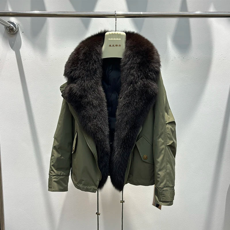 Celina Fox Fur Collar Jacket – Kurzjacke mit echtem Fuchspelzkragen